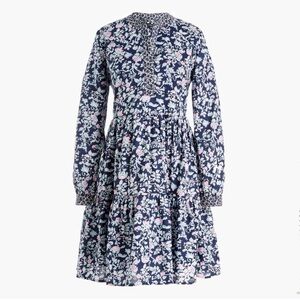 J Crew Dress Womens XS Blue Floral Button  Mini Lined dress